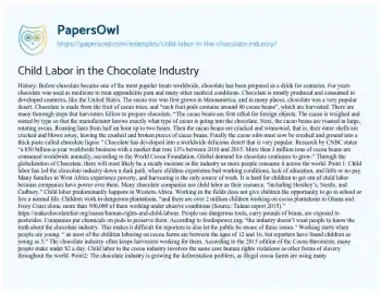 Essay on Child Labor in the Chocolate Industry