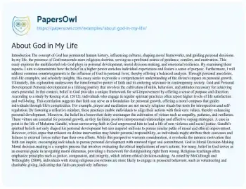 Essay on About God in my Life