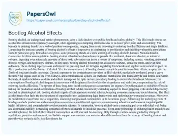 Essay on Bootleg Alcohol Effects