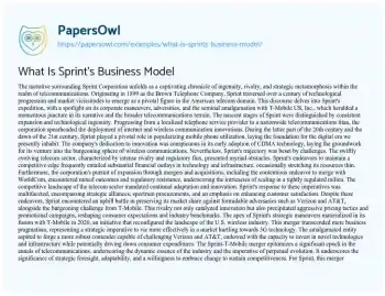 Essay on What is Sprint’s Business Model