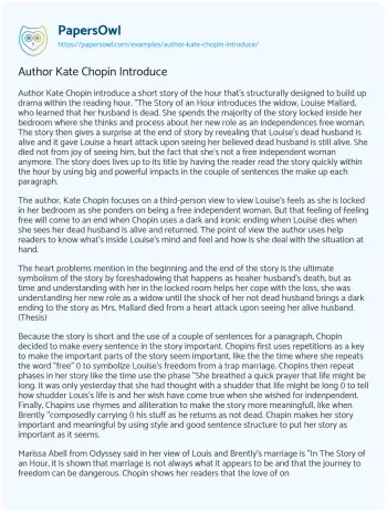 Essay on Author Kate Chopin Introduce