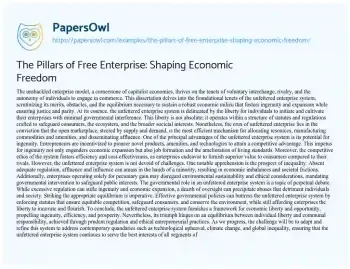 Essay on The Pillars of Free Enterprise: Shaping Economic Freedom