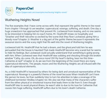 Essay on Wuthering Heights Novel