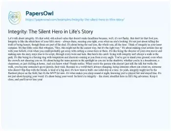 Essay on Integrity: the Silent Hero in Life’s Story