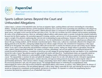 Essay on Sports LeBron James: Beyond the Court and Unfounded Allegations