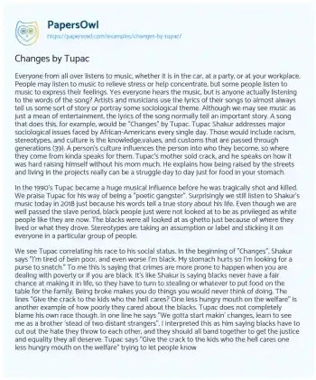 Essay on Changes by Tupac