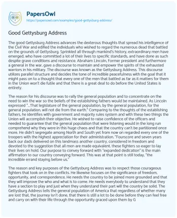 Essay on Good Gettysburg Address