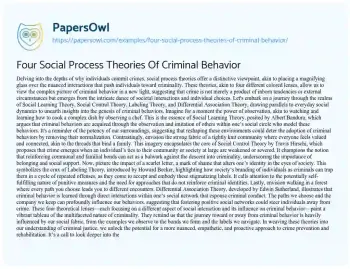 Essay on Four Social Process Theories of Criminal Behavior