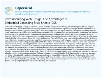 Essay on Revolutionizing Web Design: the Advantages of Embedded Cascading Style Sheets (CSS)