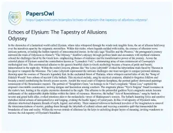 Essay on Echoes of Elysium: the Tapestry of Allusions Odyssey