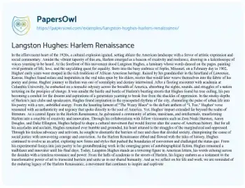 Essay on Langston Hughes: Harlem Renaissance