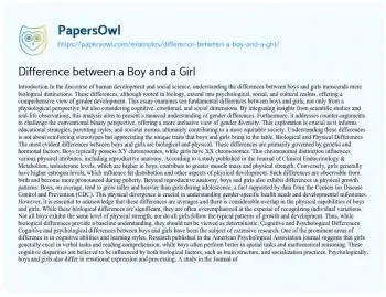 Essay on Difference between a Boy and a Girl