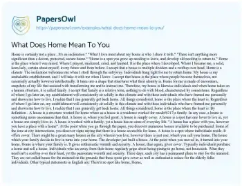 Essay on What does Home Mean to you