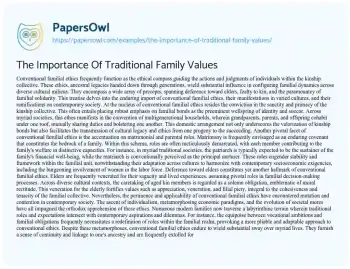 Essay on The Importance of Traditional Family Values