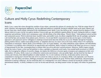 Essay on Culture and Molly Cyrus: Redefining Contemporary Icons