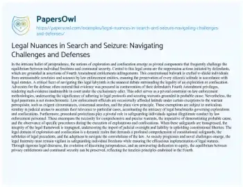 Essay on Legal Nuances in Search and Seizure: Navigating Challenges and Defenses