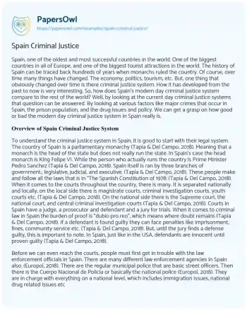 Essay on Spain Criminal Justice