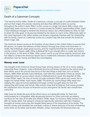 Essay on Death of a Salesman Concepts