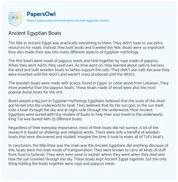 Essay on Ancient Egyptian Boats