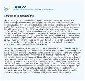 Essay on Benefits of Homeschooling