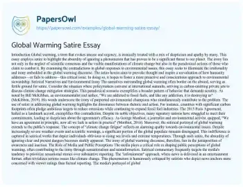 Essay on Global Warming Satire Essay