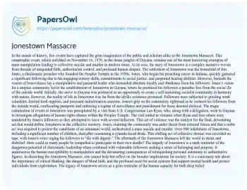 Essay on Jonestown Massacre