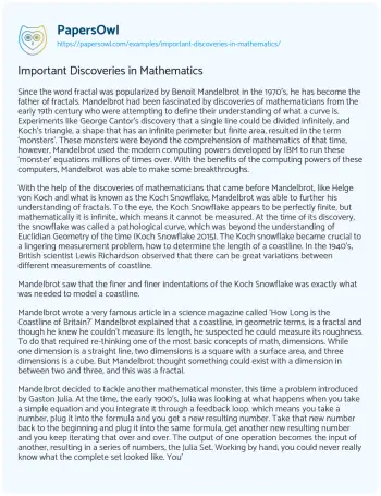 Essay on Important Discoveries in Mathematics