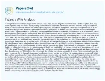 Essay on I Want a Wife Analysis