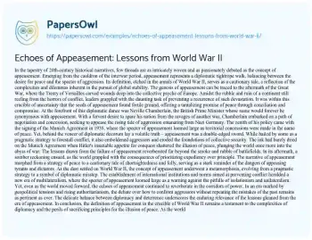 Essay on Echoes of Appeasement: Lessons from World War II