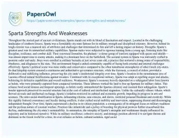 Essay on Sparta Strengths and Weaknesses