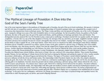 Essay on The Mythical Lineage of Poseidon: a Dive into the God of the Sea’s Family Tree