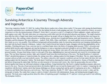 Essay on Surviving Antarctica: a Journey through Adversity and Ingenuity