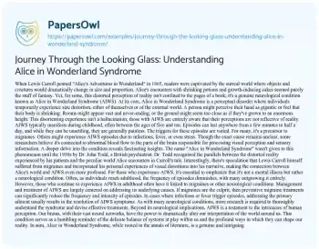 Essay on Journey through the Looking Glass: Understanding Alice in Wonderland Syndrome