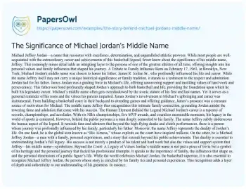 Essay on The Significance of Michael Jordan’s Middle Name