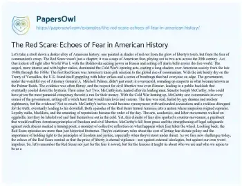 Essay on The Red Scare: Echoes of Fear in American History