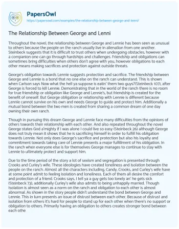 Essay on The Relationship between George and Lenni