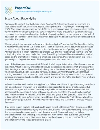 Essay on Essay about Rape Myths