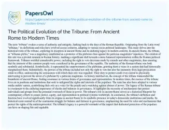 Essay on The Political Evolution of the Tribune: from Ancient Rome to Modern Times