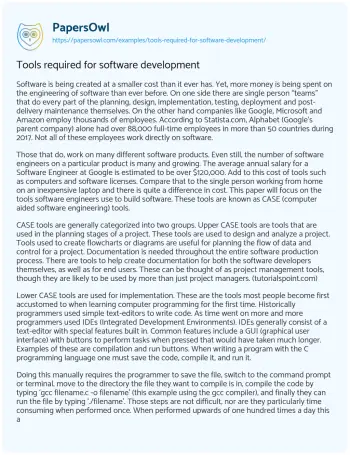 Essay on Tools Required for Software Development