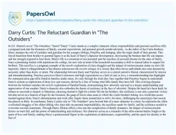 Essay on Darry Curtis: the Reluctant Guardian in “The Outsiders”