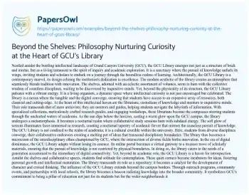 Essay on Beyond the Shelves: Philosophy Nurturing Curiosity at the Heart of GCU’s Library