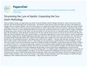 Essay on Strumming the Lyre of Apollo: Unpacking the Sun God’s Mythology