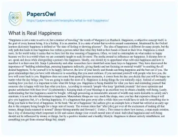 Essay on What is Real Happiness