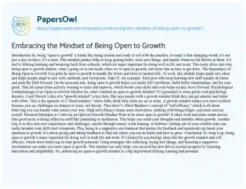 Essay on Embracing the Mindset of being Open to Growth