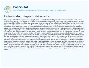 Essay on Understanding Integers in Mathematics