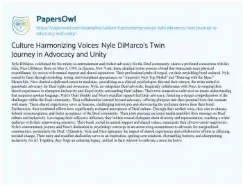 Essay on Culture Harmonizing Voices: Nyle DiMarco’s Twin Journey in Advocacy and Unity