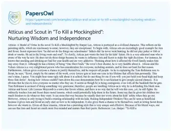 Essay on Atticus and Scout in “To Kill a Mockingbird”: Nurturing Wisdom and Independence