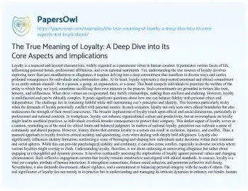 Essay on The True Meaning of Loyalty: a Deep Dive into its Core Aspects and Implications