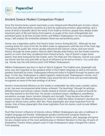 Essay on Ancient Greece Modern Comparison Project