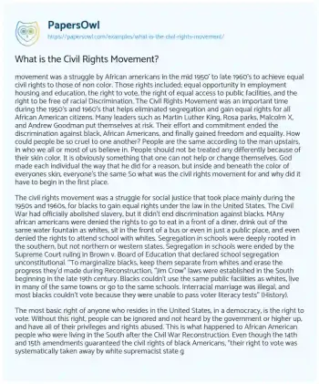 Essay on What is the Civil Rights Movement?